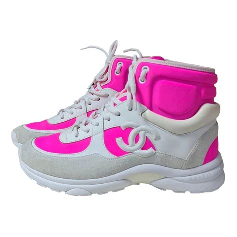 chanel cc logo white pink sneaker|chanel shoes uk.